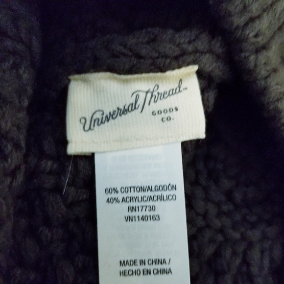 Universal Thread Brown Crochet Knit Beret Hat Cotton Blend - Picture 2 of 4